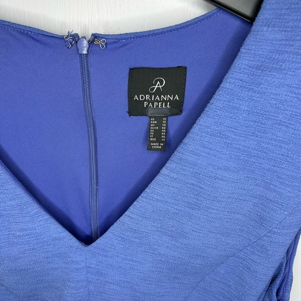 Adrianna Papell Blue Tie-Front Wrap Dress – Size 10 - Picture 5 of 12